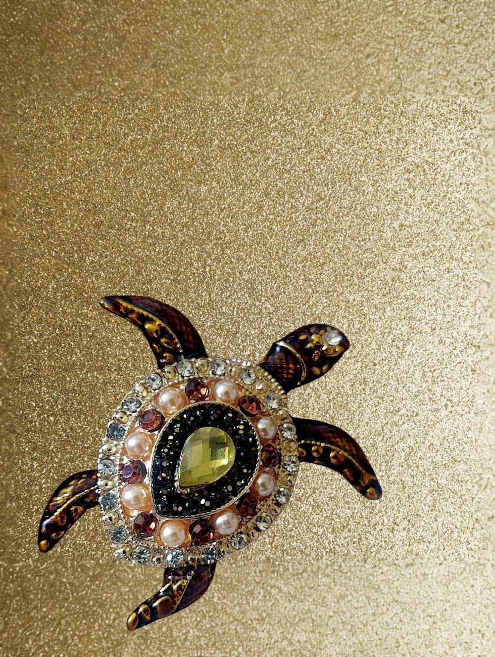 Turtle Brooch with Sparkling Accents